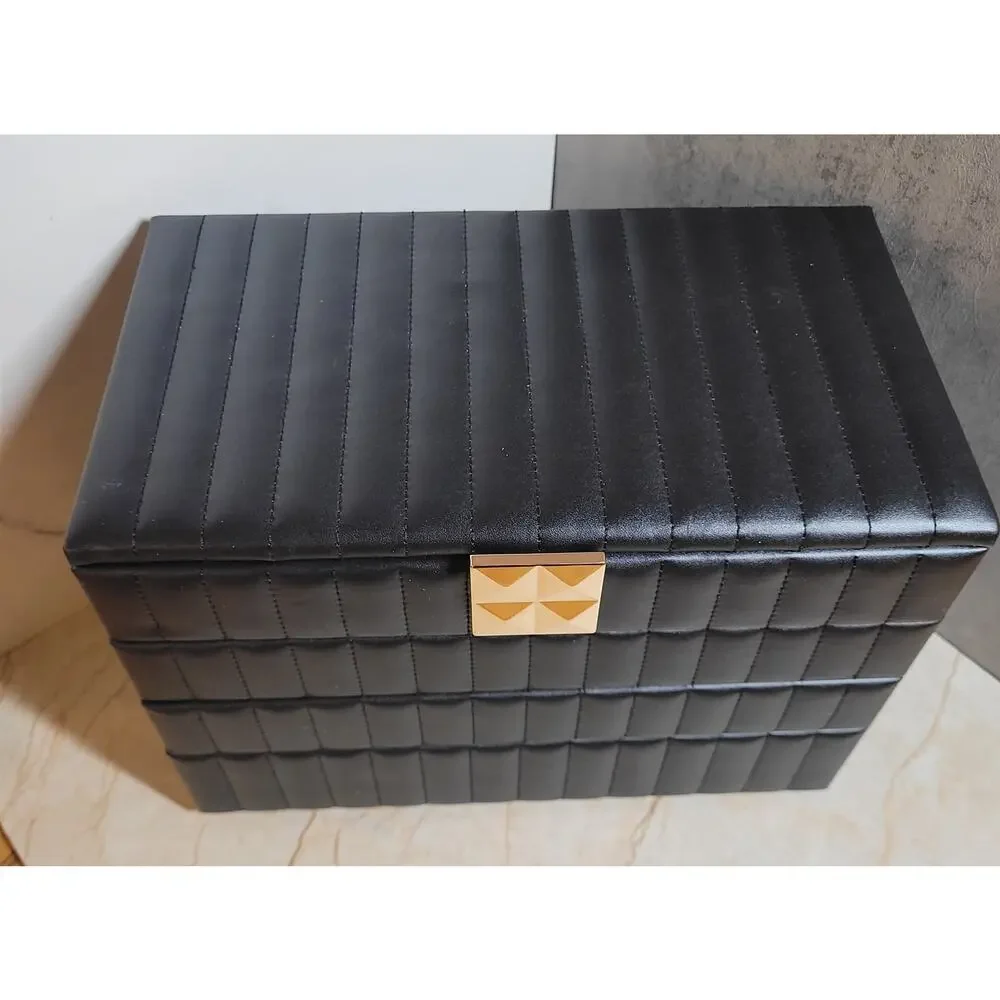 Songmics Home 4-Tier Black Stackable Jewelry Box with Mirror 6.7 x 11 x 8 Inches
